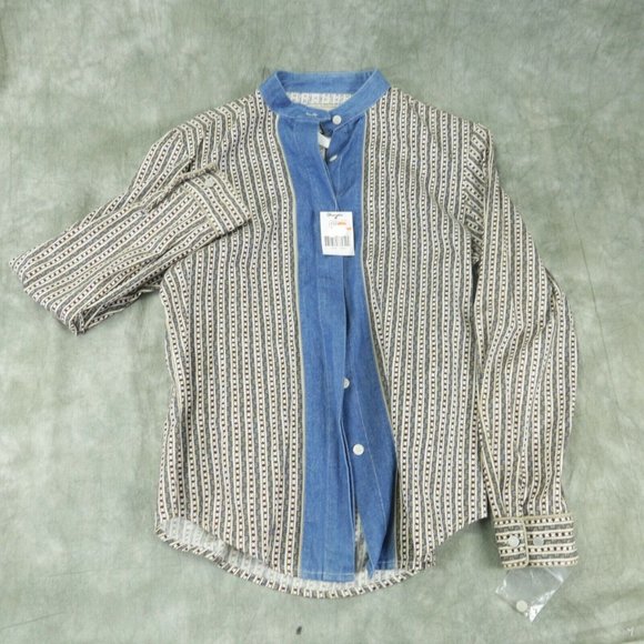 NWT Wrangler Western Wear Tribal Stripes Multicolor Western Shirt NOS Size M ANB - Picture 1 of 9
